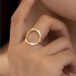 18K Gold Plated Round Hollow Open Ring